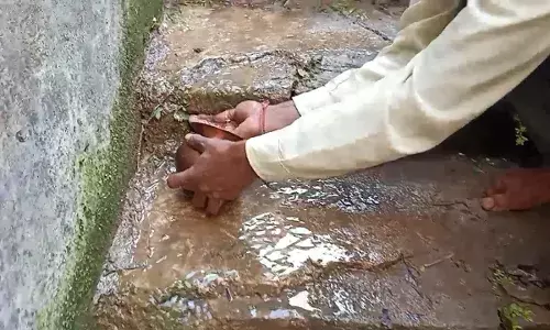 बावली की सीढिय़ों में निकली जलधार, उमड़े ग्रामीण