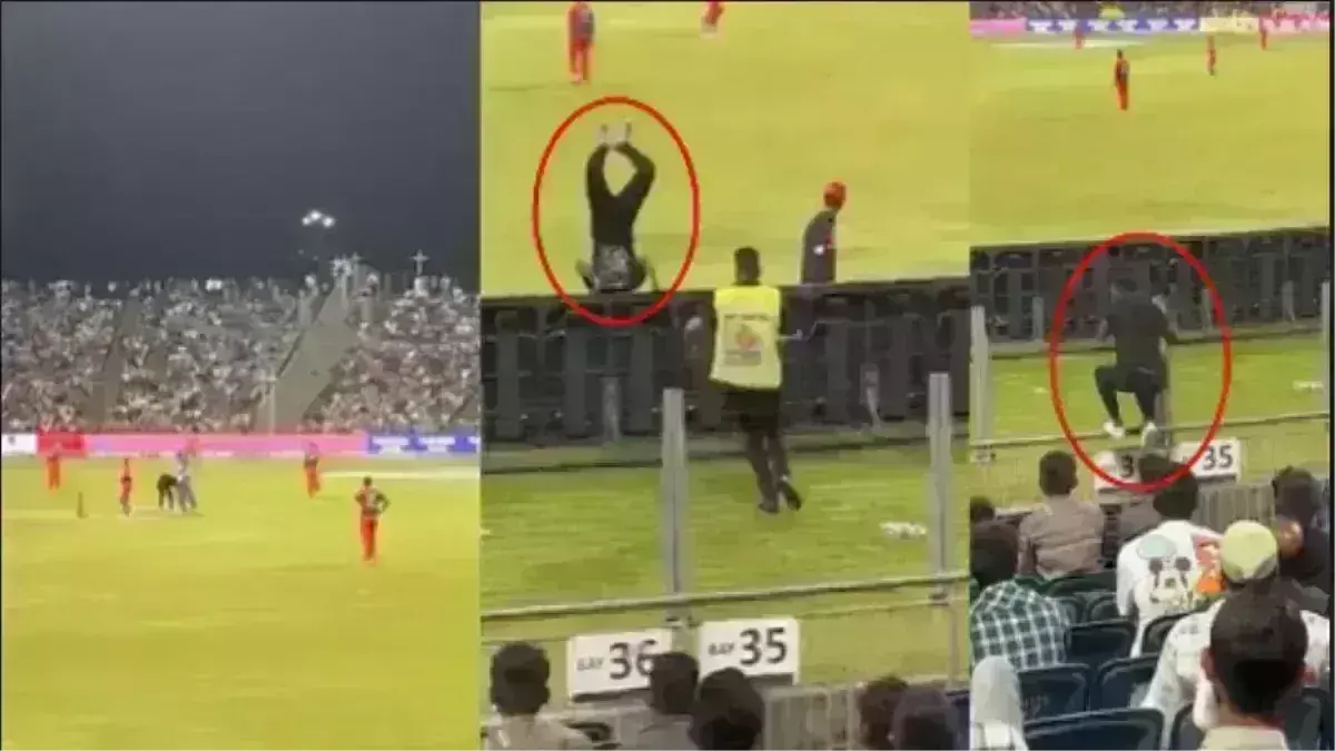 फिल्मी स्टाइल में एंट्री मारकर ऋतुराज के पैर छूने मैदान के बीचों-बीच पहुंचा फैन, सोशल मीडिया पर वायरल हुआ वीडियो