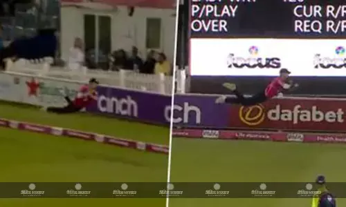 हवा में उड़कर फिल्डर ने लपका ऐसा कैच, फिजिक्स के सारे नियम हो गए फेल, देखिए वीडियो
