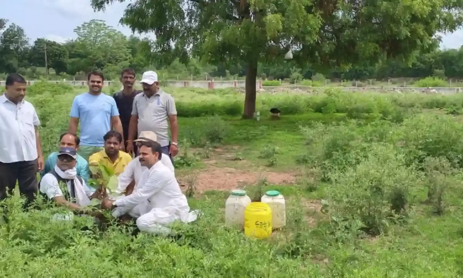 पिता की पुण्य स्मृति में परिवार सहित मुक्तिधाम में लगाए ११ पौधे