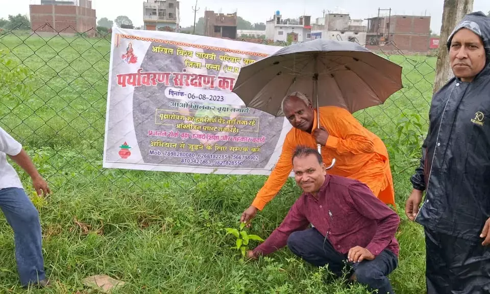 विद्यालय में गायत्री परिवार युवा प्रकोष्ठ द्वारा किया गया वृक्षारोपण