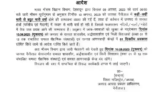 भारी बारिश के अलर्ट के बाद बच्चों के स्कूलों व आंगनबाड़ी केंद्रों में छुट्टी  भारी बारिश के अलर्ट के बाद बच्चों के स्कूलों व आंगनबाड़ी केंद्रों में छुट्टी