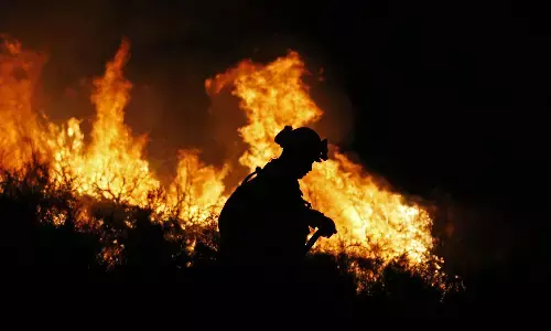 कैलिफोर्निया में जंगल में लगी आग से लोगों को न‍िकाला, सड़कें बंद