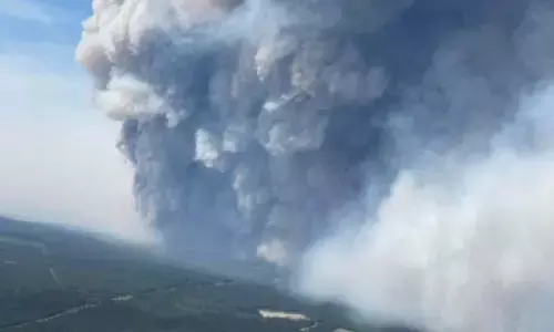 जंगल की बढ़ती आग के कारण कनाडाई प्रांत में आपातकाल जंगल की बढ़ती आग के कारण कनाडाई प्रांत में आपातकाल