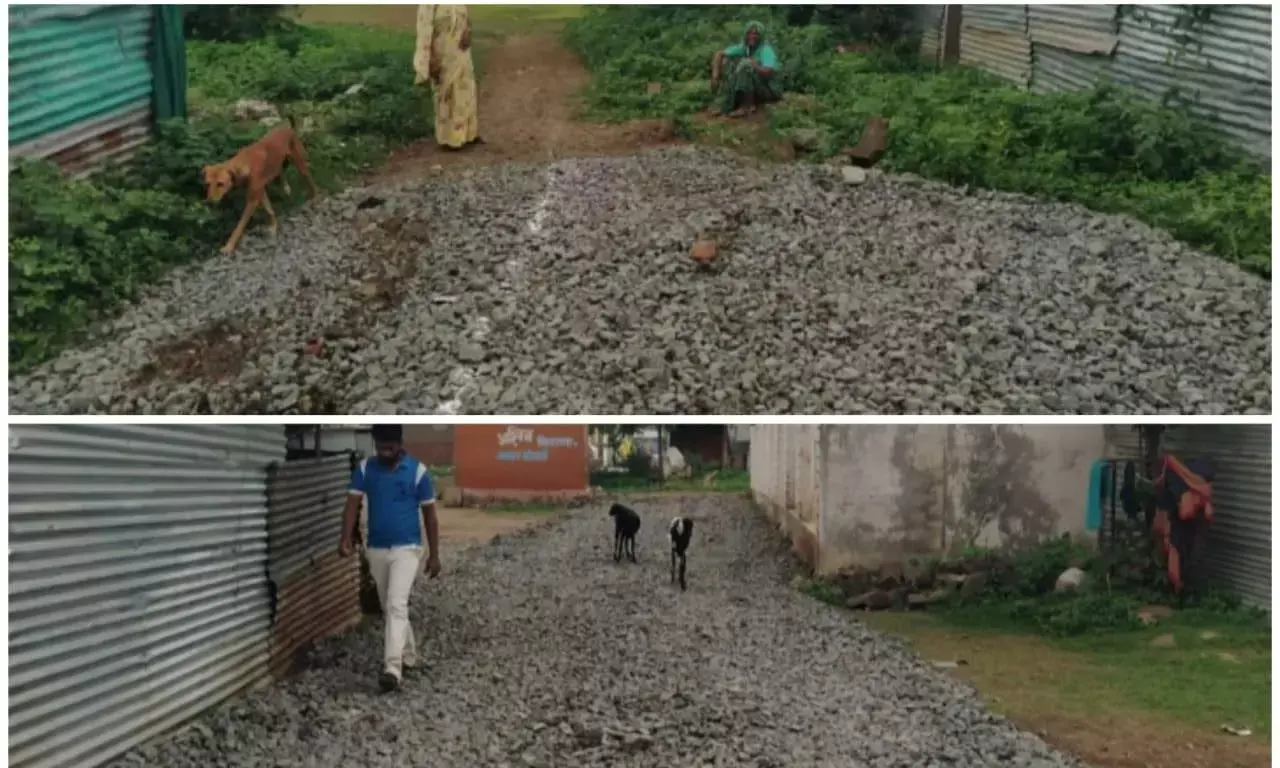सड़क निर्माण कार्य घटिया, बरती जा रही अनियमितता