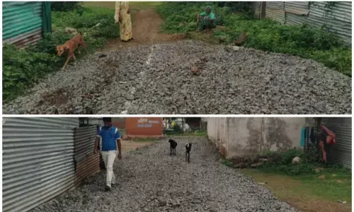 सड़क निर्माण कार्य घटिया, बरती जा रही अनियमितता सड़क निर्माण कार्य घटिया, बरती जा रही अनियमितता