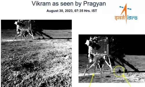 रोवर प्रज्ञान ने ली लैंडर विक्रम की तस्वीर रोवर प्रज्ञान ने ली लैंडर विक्रम की तस्वीर