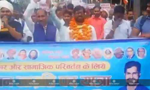 मुरैना से निकली भीम जन जागृत यात्रा का भोपाल बुद्ध महाविहार में हुआ समापन, पद यात्रा में शामिल हुए  पूर्व सीएम दिग्विजय सिंह