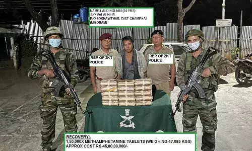 चुनावी राज्य मिजोरम में म्यांमार से तस्करी कर लाई गई 45 करोड़ रुपये मूल्य की नशीली दवाएं जब्त चुनावी राज्य मिजोरम में म्यांमार से तस्करी कर लाई गई 45 करोड़ रुपये मूल्य की नशीली दवाएं जब्त