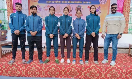 रबीन्द्रनाथ टैगोर विश्वविद्यालय के ताइक्वांडो खिलाड़ी साउथ-वेस्ट जोन इंटर यूनिवर्सिटी ताइक्वांडो वोमेन्स चैंपियनशिप 2023 के लिए झुंझुनू पहुंची