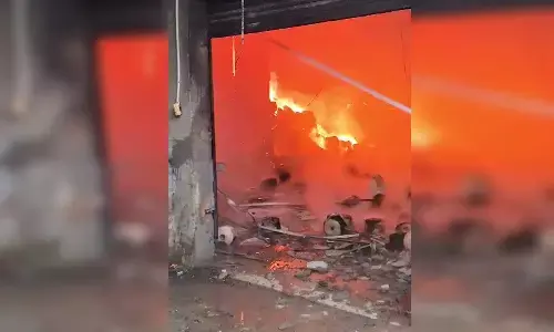 धागा बनाने वाली फैक्ट्री में भीषण आग धागा बनाने वाली फैक्ट्री में भीषण आग