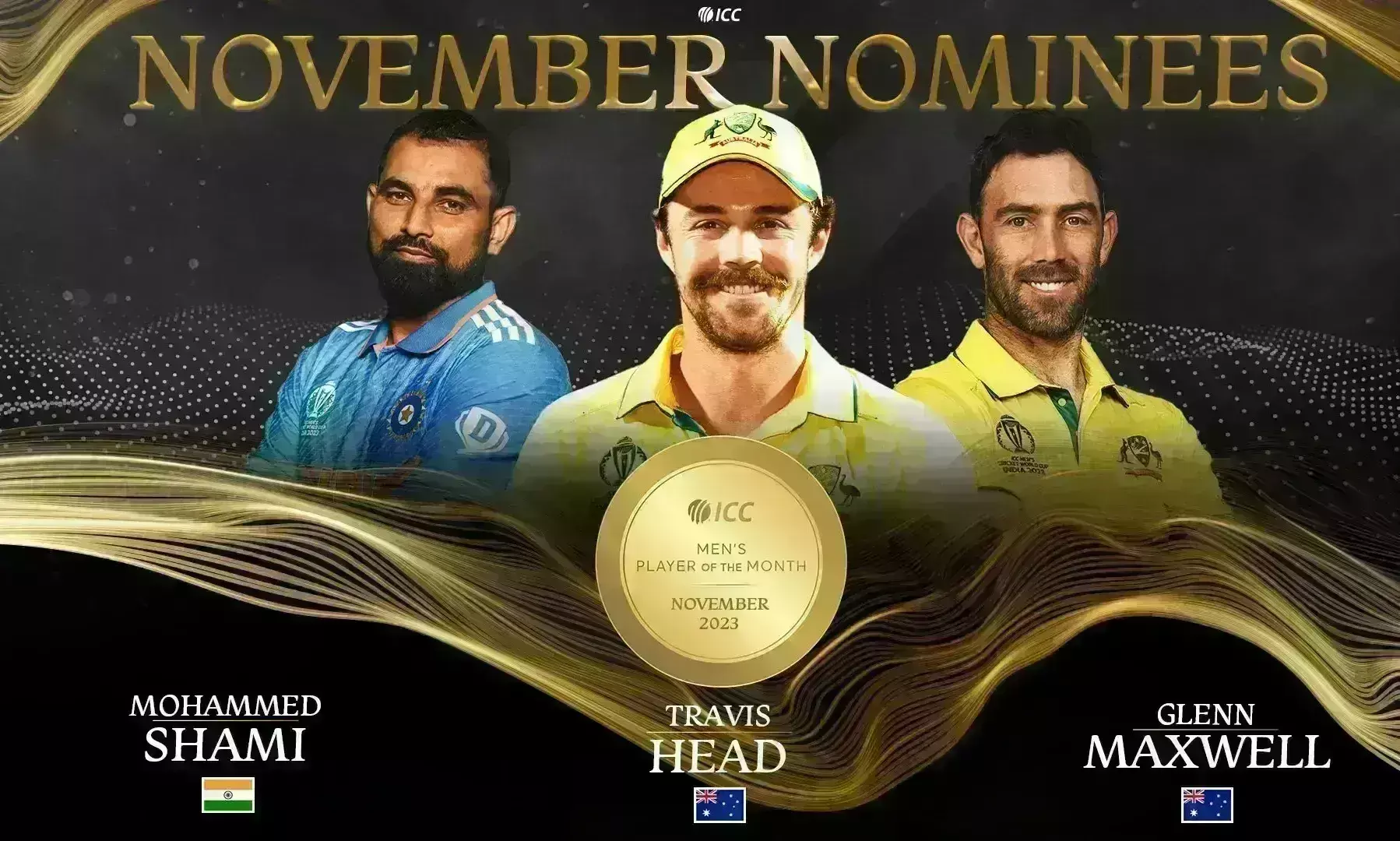 शमी, मैक्सवेल, हेड नवंबर 2023 के लिए आईसीसी मेन्स प्लेयर ऑफ़ द मंथ अवार्ड के लिए शॉर्टलिस्ट शमी, मैक्सवेल, हेड नवंबर 2023 के लिए आईसीसी मेन्स प्लेयर ऑफ़ द मंथ अवार्ड के लिए शॉर्टलिस्ट