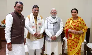 भजन लाल शर्मा ने दोनों डिप्टी सीएम के साथ की पीएम मोदी से मुलाकात