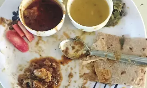 प्रशिक्षण में शिक्षकों को परोसा गया घटिया भोजन, रोटी और चावल में निकला कंकड