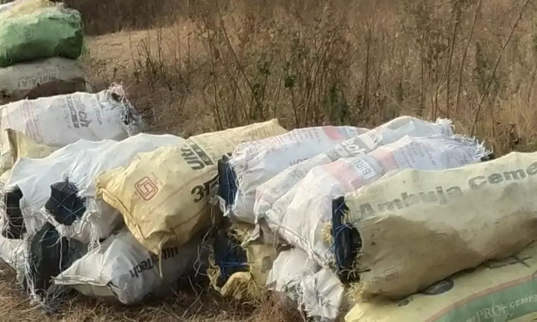रात के अंधेरे में बाइक पर ढो रहे हैं कोयले से भरी बोरियां