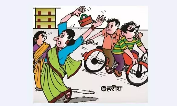 वृद्धा के गले से सोने की चेन लूटकर भागा लुटेरा
