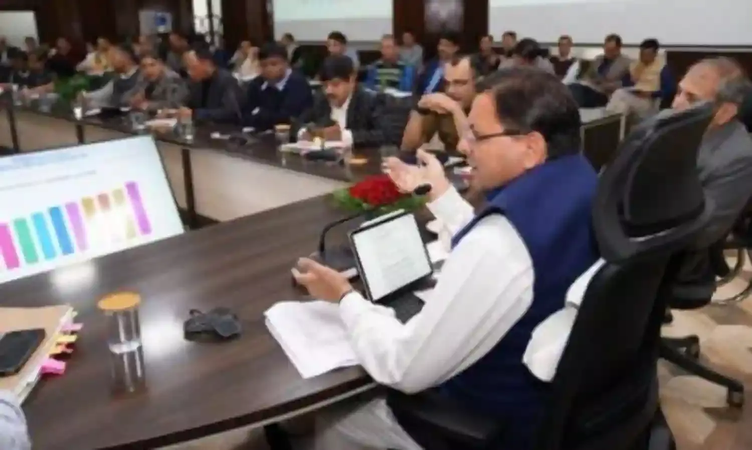 उत्तराखंड मुख्यमंत्री पुष्कर सिंह धामी ने सचिवालय में की सी.एम हेल्पलाईन 1905 की समीक्षा।
