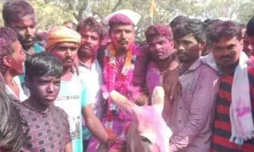 आखिरकार खोजी दल को मिल की गए दामादजी, गाजे-बाजे के साथ गधे पर निकली सवारी