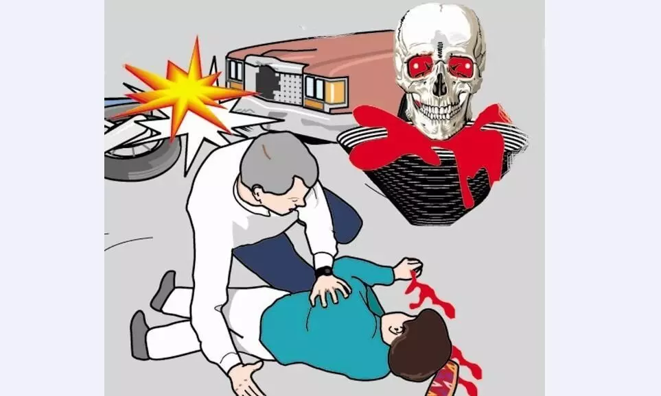 बेलगाम बस की टक्कर से पति-पत्नी की मौत बेलगाम बस की टक्कर से पति-पत्नी की मौत