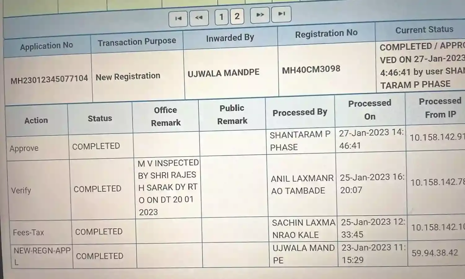 डिप्टी आरटीओ सरक और फासे ने किया था रजिस्ट्रेशन, इंस्पेक्टर लेवल का काम आगे बढ़कर किया