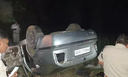 गौवंश से भरी कार पलटी, चार गौवंश घायल, तस्करों ने बदला रूट, जंगल के रास्ते हो रही तस्करी