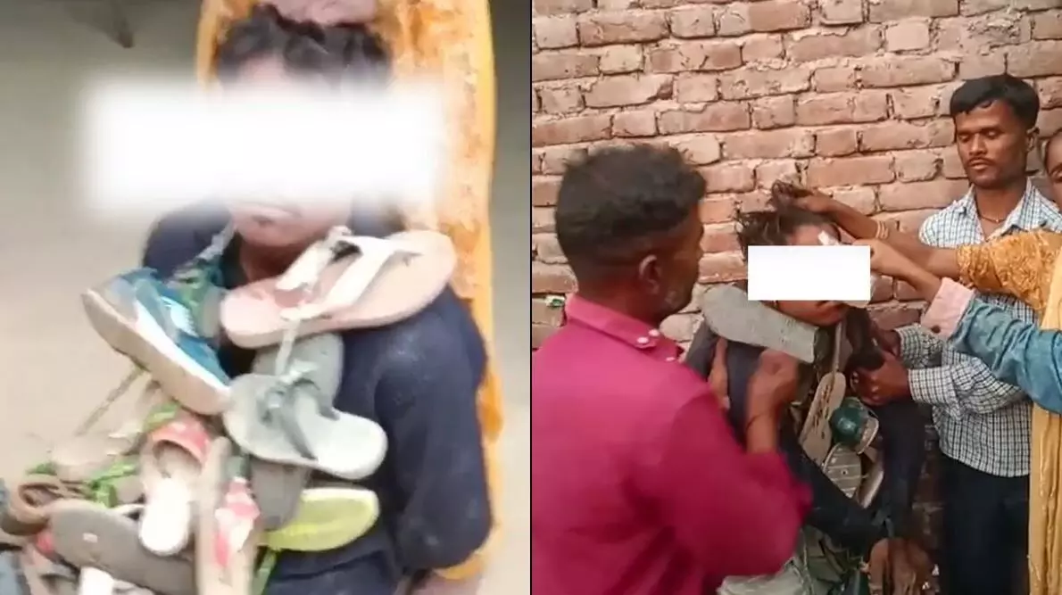 युवक को पहनाई जूते-चप्पल की माला, मारपीट कर किया वीडियो वायरल युवक को पहनाई जूते-चप्पल की माला, मारपीट कर किया वीडियो वायरल