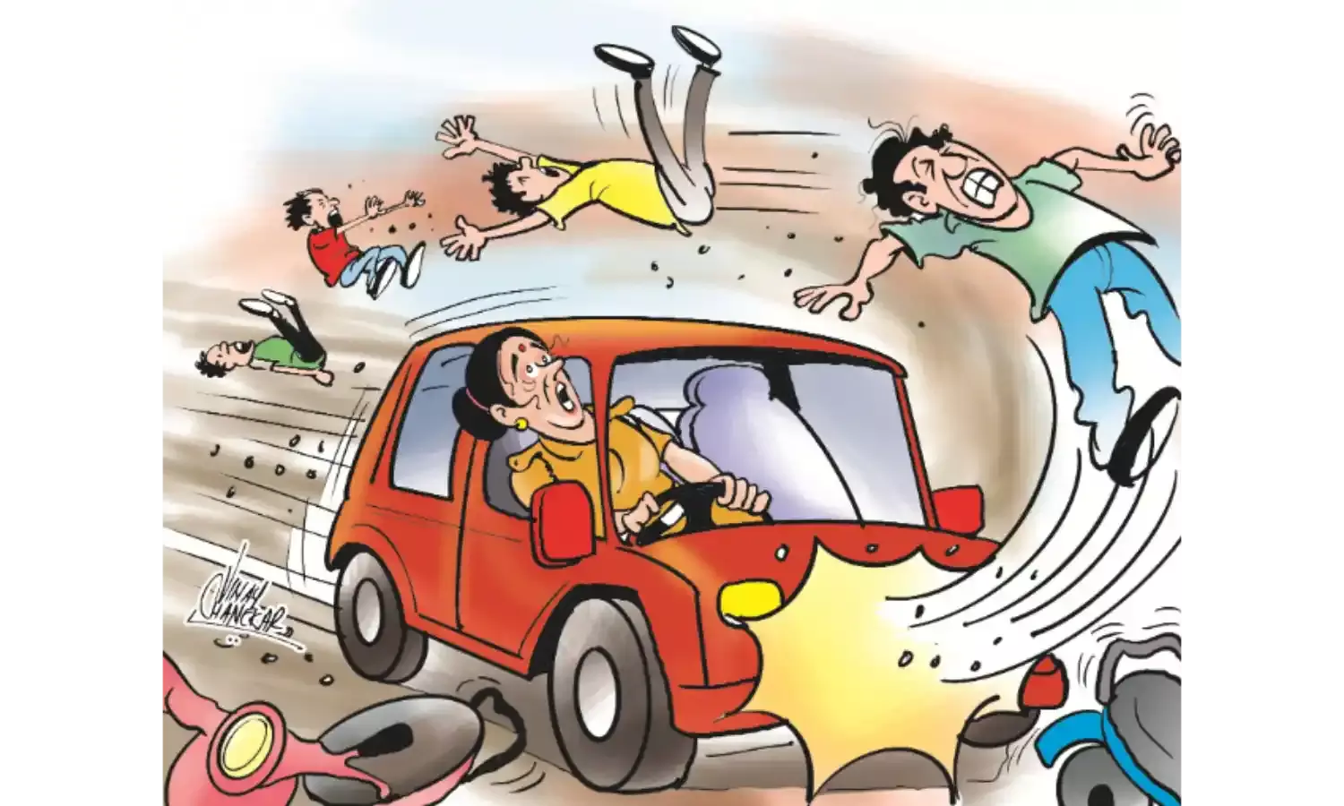 इंस्पेक्टर ने ब्रेक की जगह दबा दिया एक्सीलेटर, भीड़ पर चढ़ी गाड़ी और दो हुए घायल- मांगी रिपोर्ट