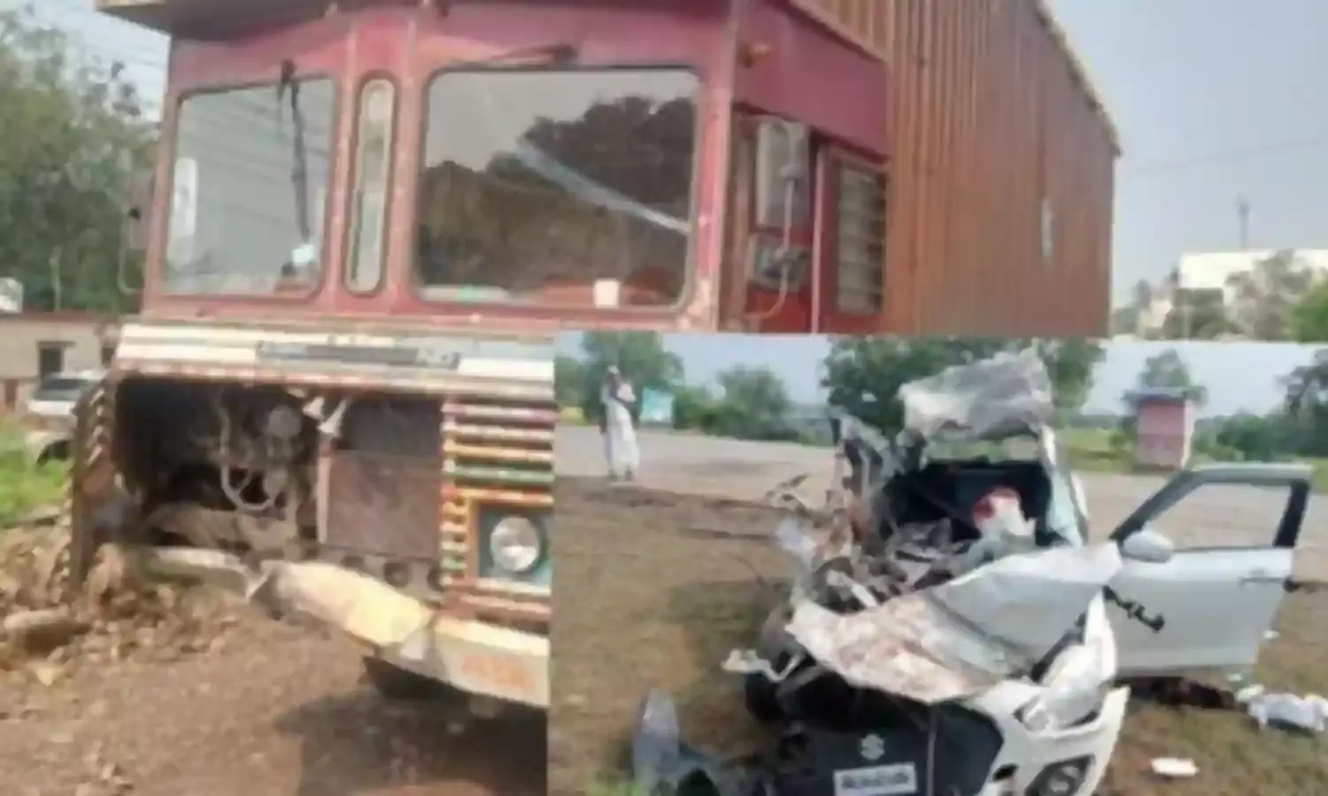 कार- कंटेनर की आमने-सामने भिड़ंत में 4 की मौत, दूसरे मामले में अज्ञात वाहन ने बाइक सवार उड़ाया