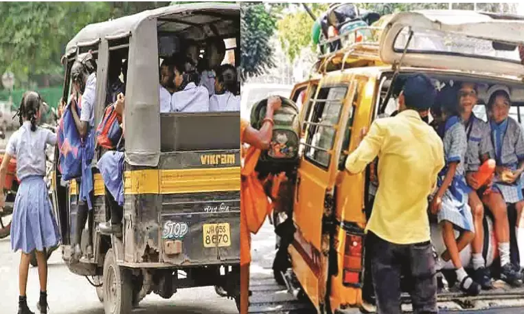 स्कूल बस और ऑटो चालक कर रहे हैं नियमों की अनदेखी, दुर्घटना का खतरा