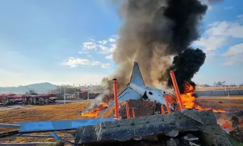 साउथ कोरिया में रनवे पर क्रैश हुआ प्लेन, 62 लोगों की मौत, 181 लोगों को ले जा रहा था विमान
