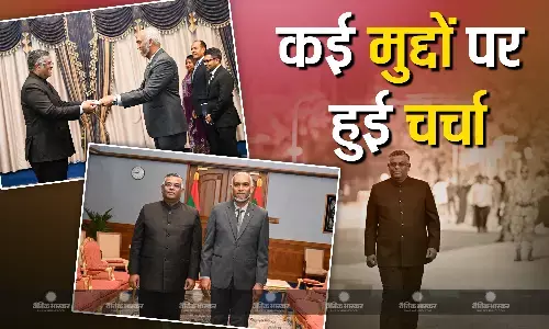 भारत के नवनियुक्त उच्चायुक्त जी बालासुब्रमण्यम ने राष्ट्रपति मोहम्मद मुइज्जू से मुलाकात कर कई मुद्दों पर चर्चा हुई भारत के नवनियुक्त उच्चायुक्त जी बालासुब्रमण्यम ने राष्ट्रपति मोहम्मद मुइज्जू से मुलाकात कर कई मुद्दों पर चर्चा हुई
