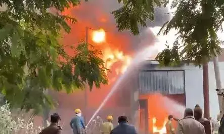 कानपुर के केमिकल गोदाम में लगी आग, राहत-बचाव का काम जारी, हताहत की खबर नहीं