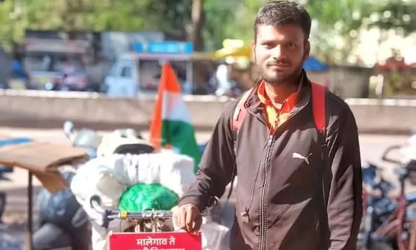 मालेगांव महाराष्ट्र से बनारस विश्वनाथ तक दत्ता भास्कर सूर्यवंशी ने शुरू की साइकिल यात्रा मालेगांव महाराष्ट्र से बनारस विश्वनाथ तक दत्ता भास्कर सूर्यवंशी ने शुरू की साइकिल यात्रा