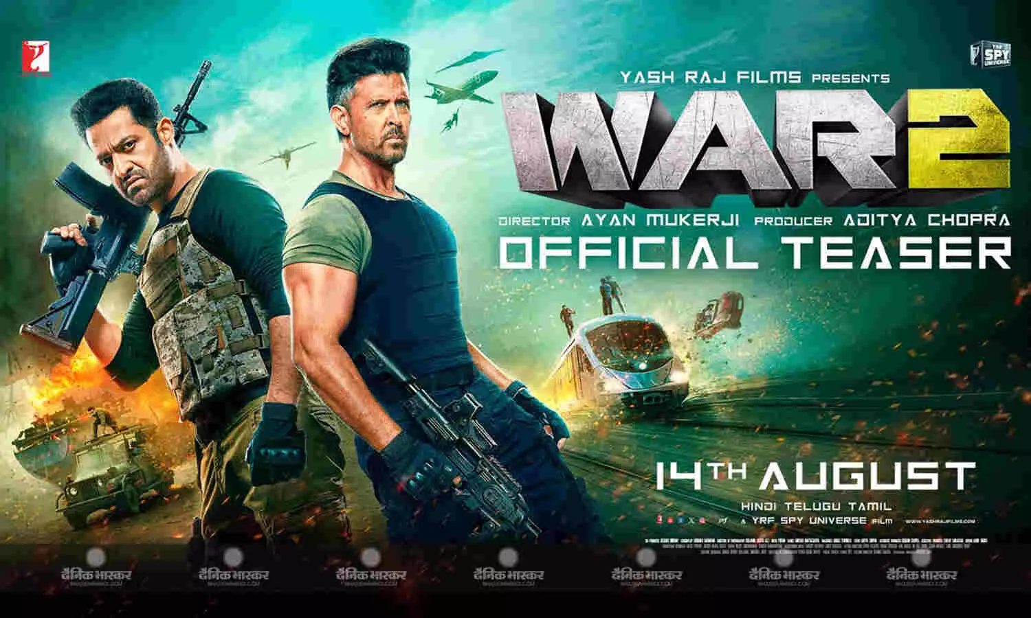 जूनियर एनटीआर और ऋतिक रोशन जबरदस्त एक्शन के साथ रिलीज हुआ फिल्म वॉर 2 का टीजर, कियारा ने लगाया ग्लैमर का तड़का जूनियर एनटीआर और ऋतिक रोशन जबरदस्त एक्शन के साथ रिलीज हुआ फिल्म वॉर 2 का टीजर, कियारा ने लगाया ग्लैमर का तड़का