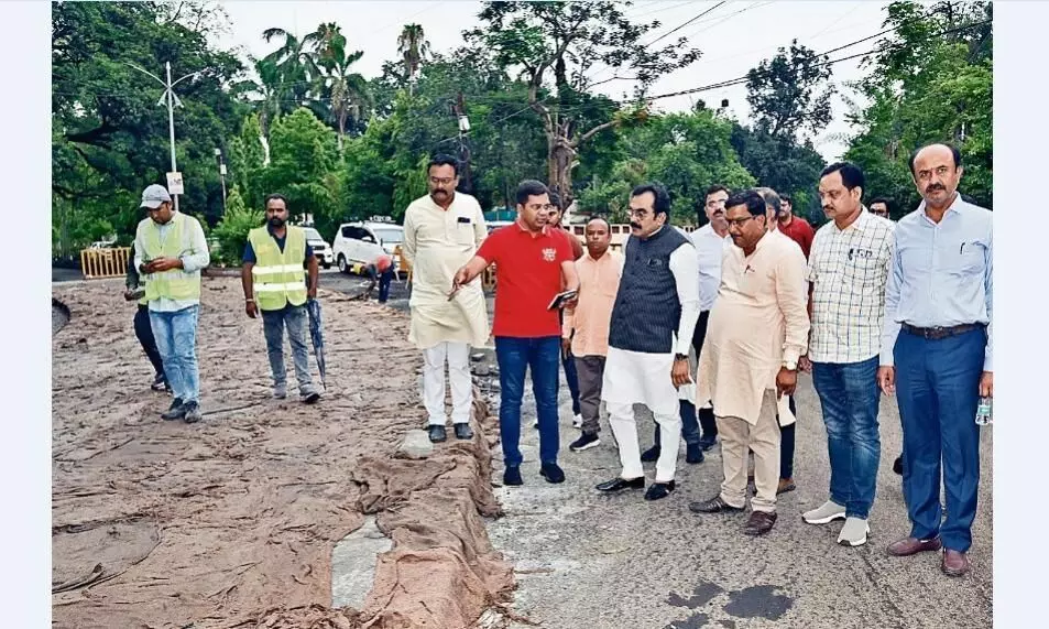 व्हाइट टॉपिंग सड़कों के किनारे तय मानकों के अनुसार बनाया जाएगा स्टैंप कॉन्क्रीट फुटपाथ और ड्रेनेज सिस्टम व्हाइट टॉपिंग सड़कों के किनारे तय मानकों के अनुसार बनाया जाएगा स्टैंप कॉन्क्रीट फुटपाथ और ड्रेनेज सिस्टम
