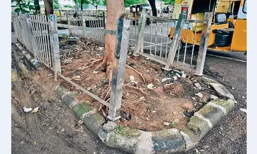 सुरक्षा में सेंध, प्लेटफाॅर्म नंबर-6 की तरफ गार्डन में लगी स्टील की जालियां हुईं गायब