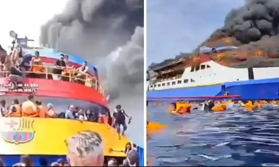 इंडोनेशियाई जहाज पर लगी भीषण आग, 280 यात्री थे सवार, तीन लोगों की मौत, 18 लापता