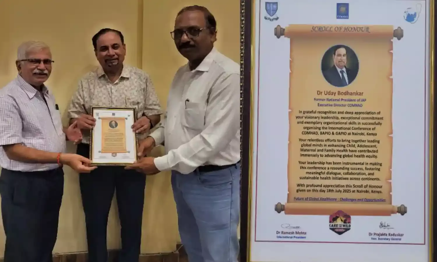 उपराजधानी का गौरव-सेवाभाव और समर्पण की मिसाल डॉ. बोधनकर को स्क्रोल ऑफ ऑनर अवार्ड