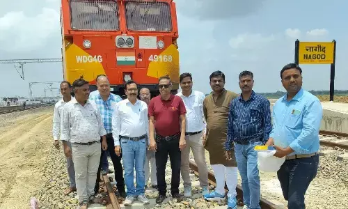 नागौद रेलवे स्टेशन तक रेल, पटरी लेकर पहुंची मालगाड़ी नागौद रेलवे स्टेशन तक रेल, पटरी लेकर पहुंची मालगाड़ी
