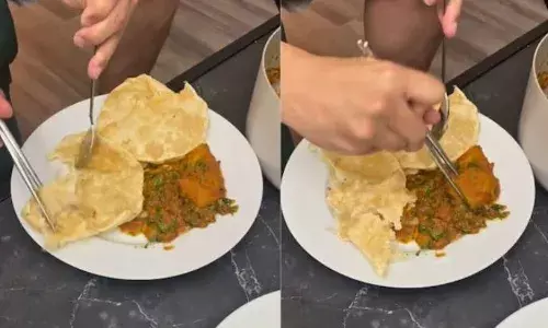 फॉरेनर ने कटलरी का इस्तेमाल करके खाई सब्जी पूड़ी तो इंडियंस चौंके, बताया गैरकानूनी!