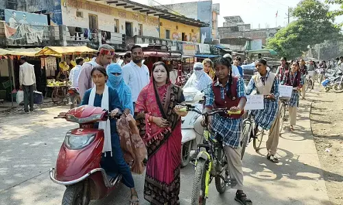 सांदीपनि विद्यालय के विद्यार्थियों ने निकाली पांच किलोमीटर की साइकिल रैली