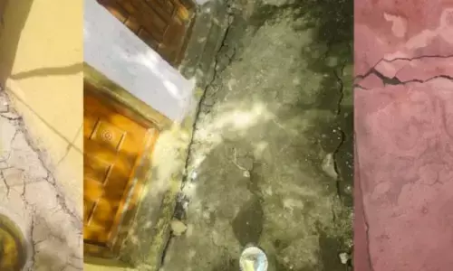 कपिलधारवाड़ी में जगह - जगह दरारें, गांववासियों में भय का माहौल कपिलधारवाड़ी में जगह - जगह दरारें, गांववासियों में भय का माहौल