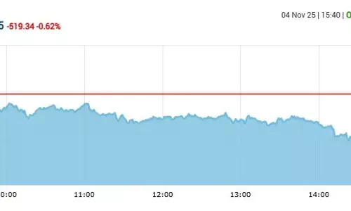 सेंसेक्स में 519 अंकों की गिरावट, निफ्टी 25600 के नीचे बंद हुआ