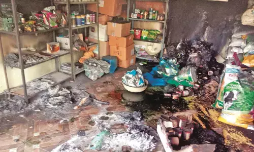 अज्ञात लोगों ने पेट्रोल डालकर कृषि केंद्र में लगाई आग अज्ञात लोगों ने पेट्रोल डालकर कृषि केंद्र में लगाई आग