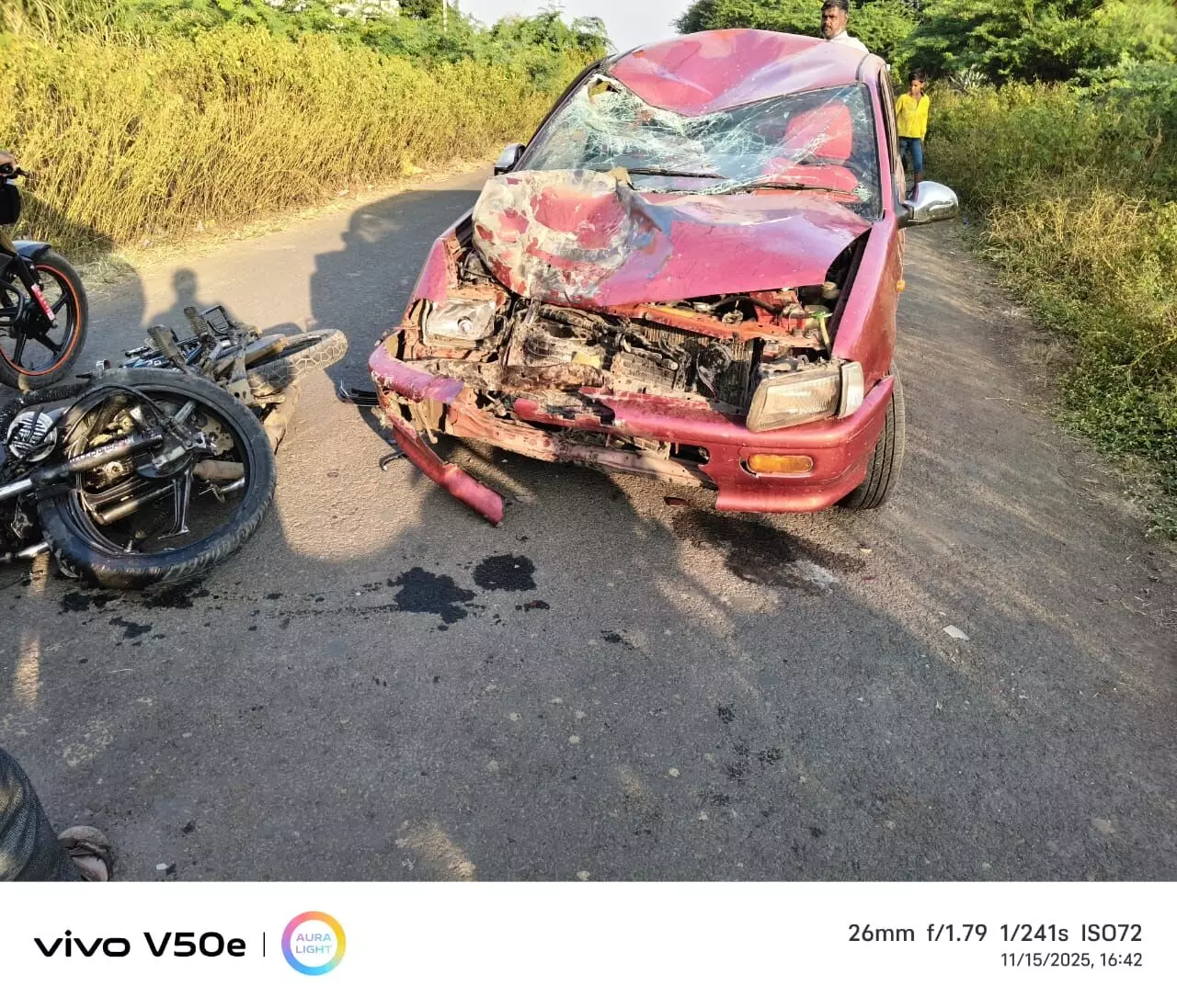 कार ने बाइक से मारी टक्कर, पिता की मौत , पुत्र गंभीर