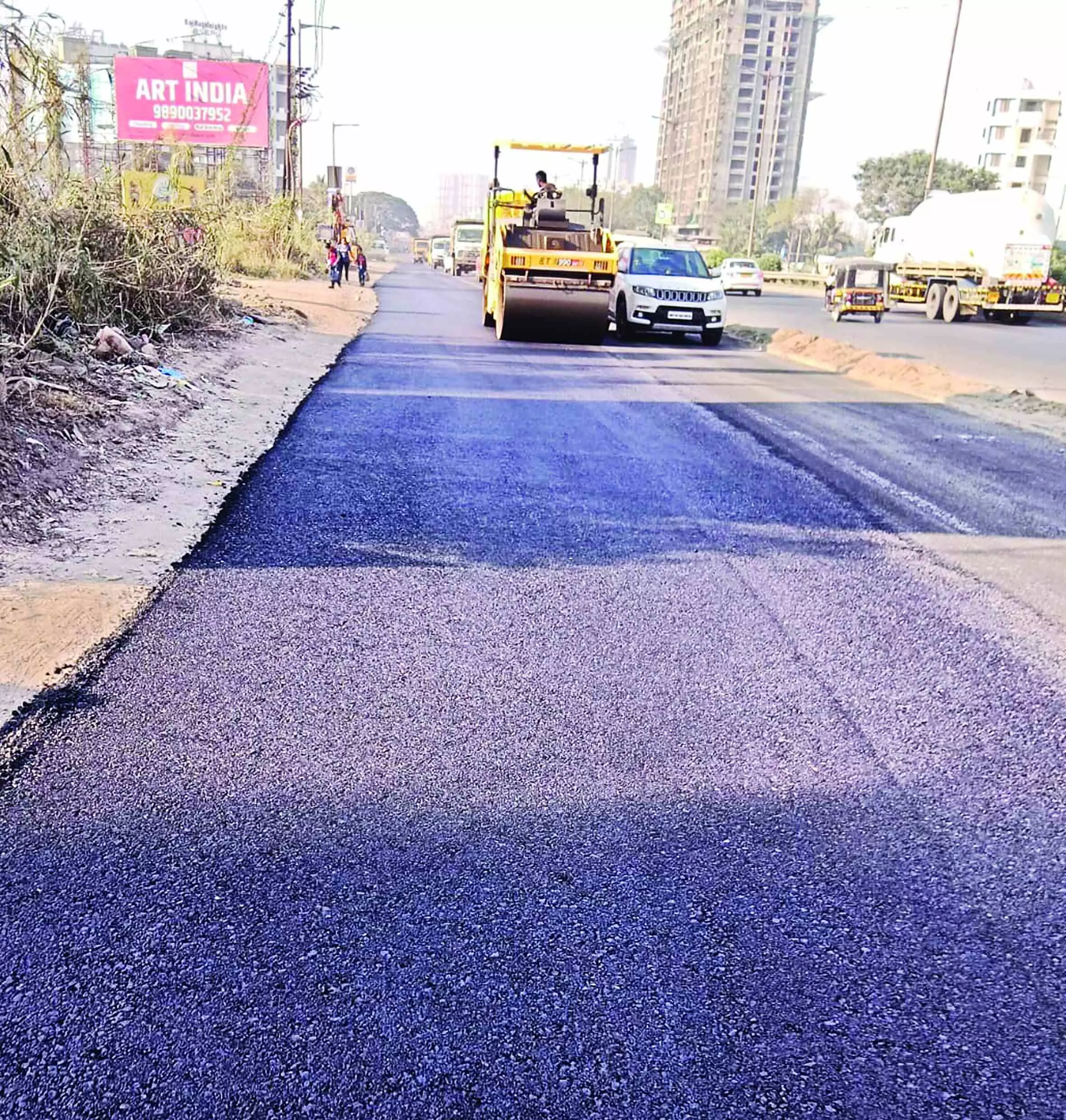 मुंबई–पुणे- बेंगलुरू हाईवे पर सर्विस रोड का डांबरीकरण पूरा, आईटी कर्मियों को जाम से राहत