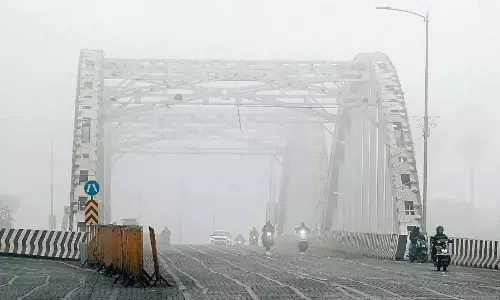 हवा के साथ छाया कोहरा, ठिठुरन भरी सर्दी