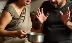 कौटुंबिक विवाद में पत्नी ने पति के चेहरे पर उबलती चाय फेंकी