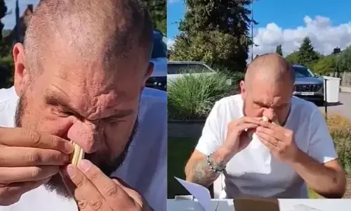 शख्स ने नाक में डाली हजारों माचिस की तीलियां, बनाया अनोखा वर्ल्ड रिकॉर्ड, देखकर लोग हुए हैरान