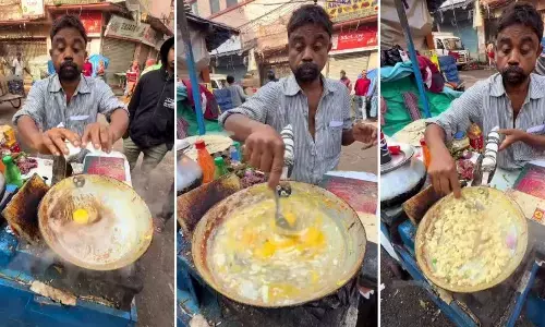 अंडे वाले भैया ने तेल की जगह ऐसी चीज में बनाई भुर्जी, देखकर लोग हुए हैरान, वीडियो हो रहा तेजी से वायरल